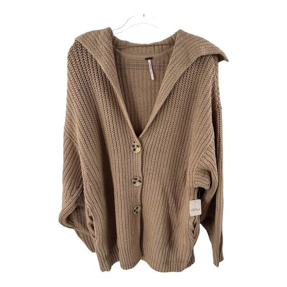 Free People Swim Deep Chunky Knit Oversized Cardigan Slouchy Sz S NEW - Picture 3 of 6